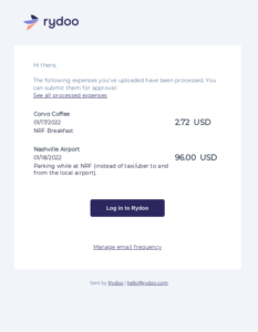 Rydoo receipt email