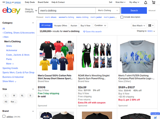 мужская одежда ебэй