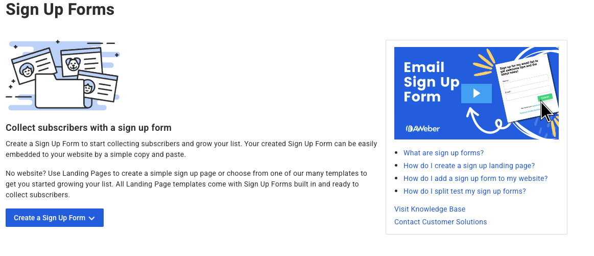 AWeber 시작하기 -- 가입 양식 페이지 2
