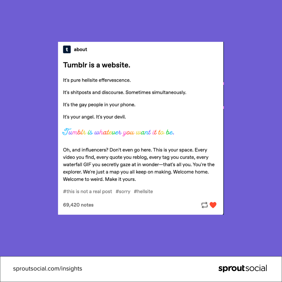 Tumblr despre pagina