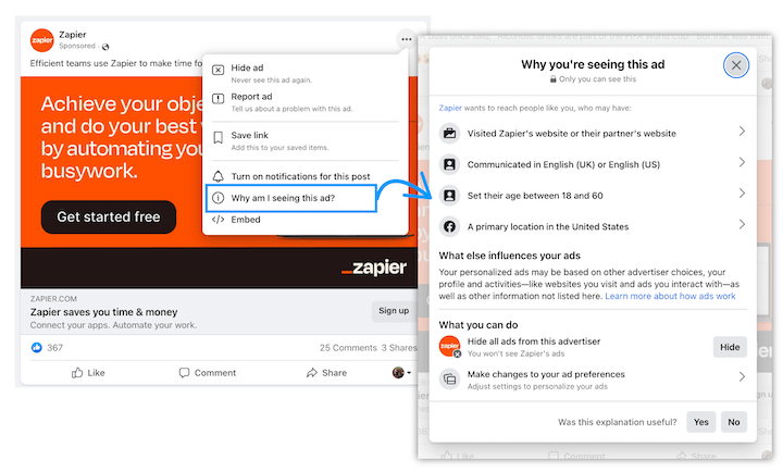 konkurencyjna reklama na facebooku - dlaczego widzę tę reklamę