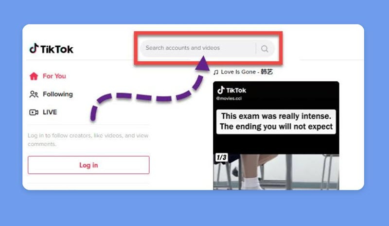 Pasek wyszukiwania TikTok