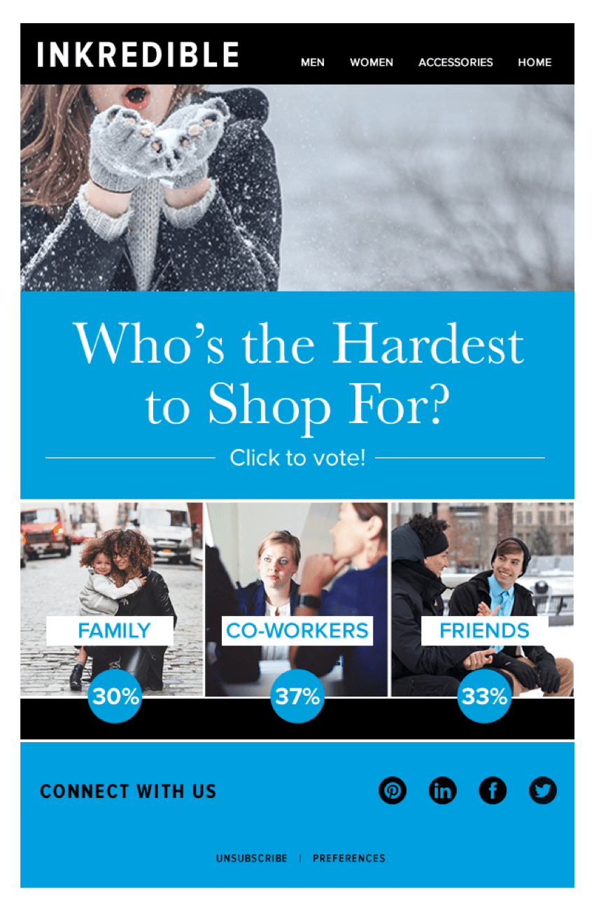 Sondage en direct dans les e-mails pour obtenir de l'engagement - Entonnoir de marketing par e-mail