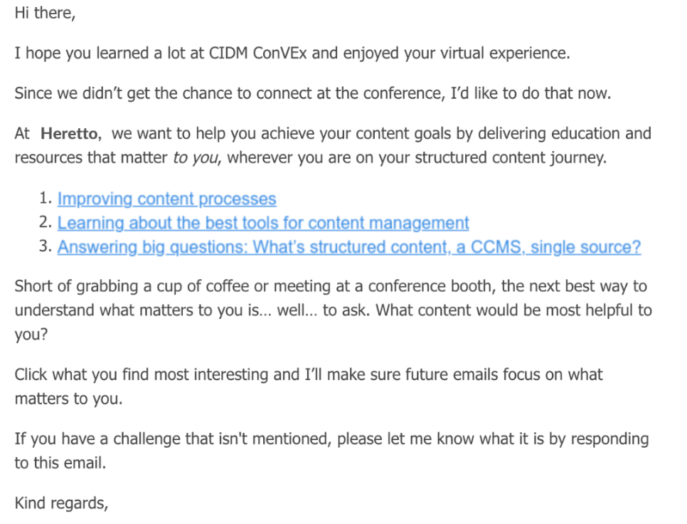 exemple de personnalisation d'email