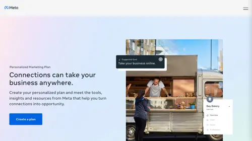 Screenshot of Facebook's business page.