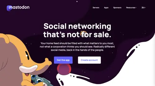 Screenshot from the Mastodon home page.