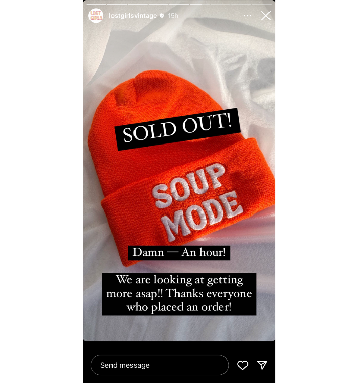 Lost Girls Vintage가 특정 모자를 팔도록 도와준 고객에게 감사를 표하는 이야기