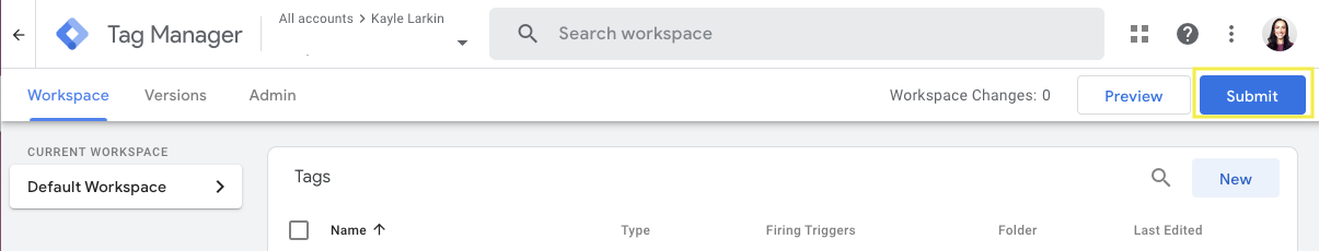 نشر حاوية GTM