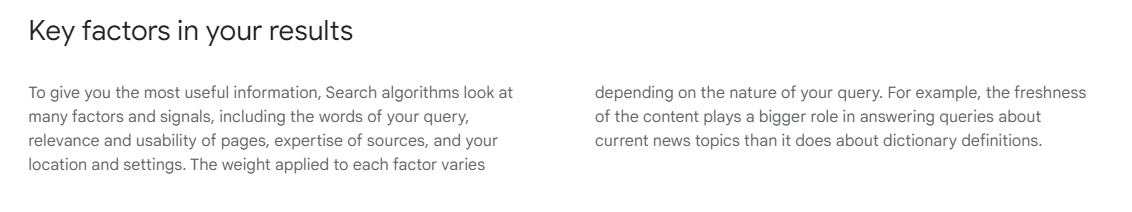 العوامل الرئيسية في نتائج البحث