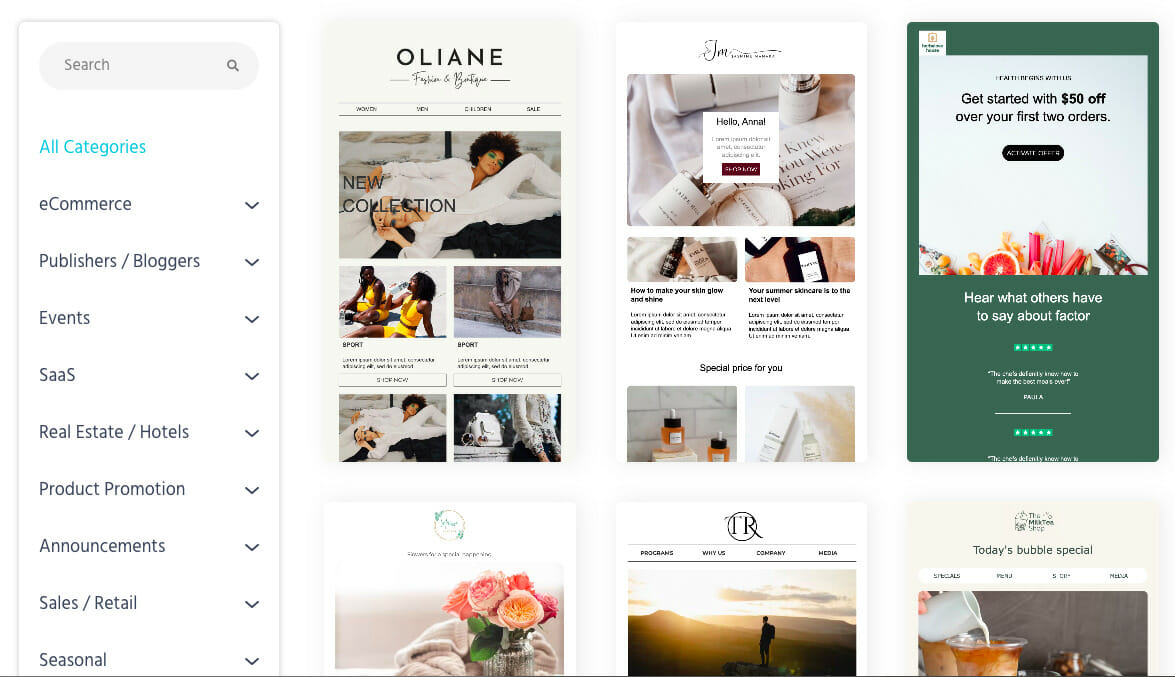 Templat email Moosend