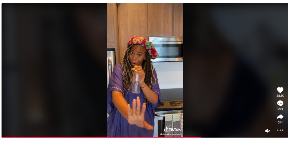 Captura de tela do anúncio em vídeo orgânico do Drea Knowsbest Tiktok