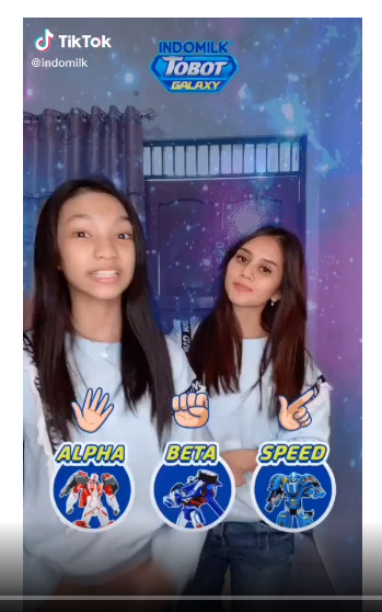 Captura de tela da Indomilk em parceria com a série animada Tobot para criar um efeito de marca