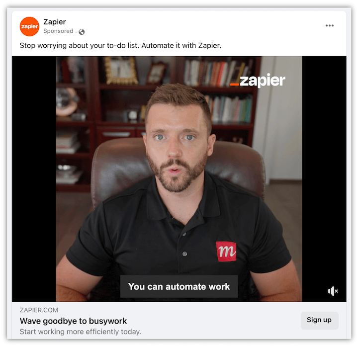 Beispiel einer Facebook-Videoanzeige – zapier