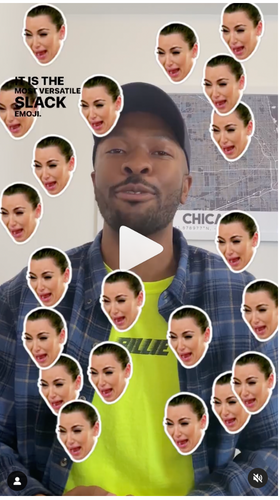 Tangkapan layar Sprout Reel yang menyoroti emoji Slack favorit karyawan