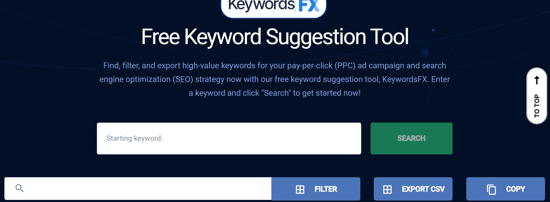 zrzut ekranu słów kluczowych