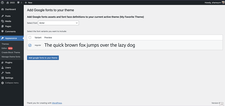 Google フォントを追加
