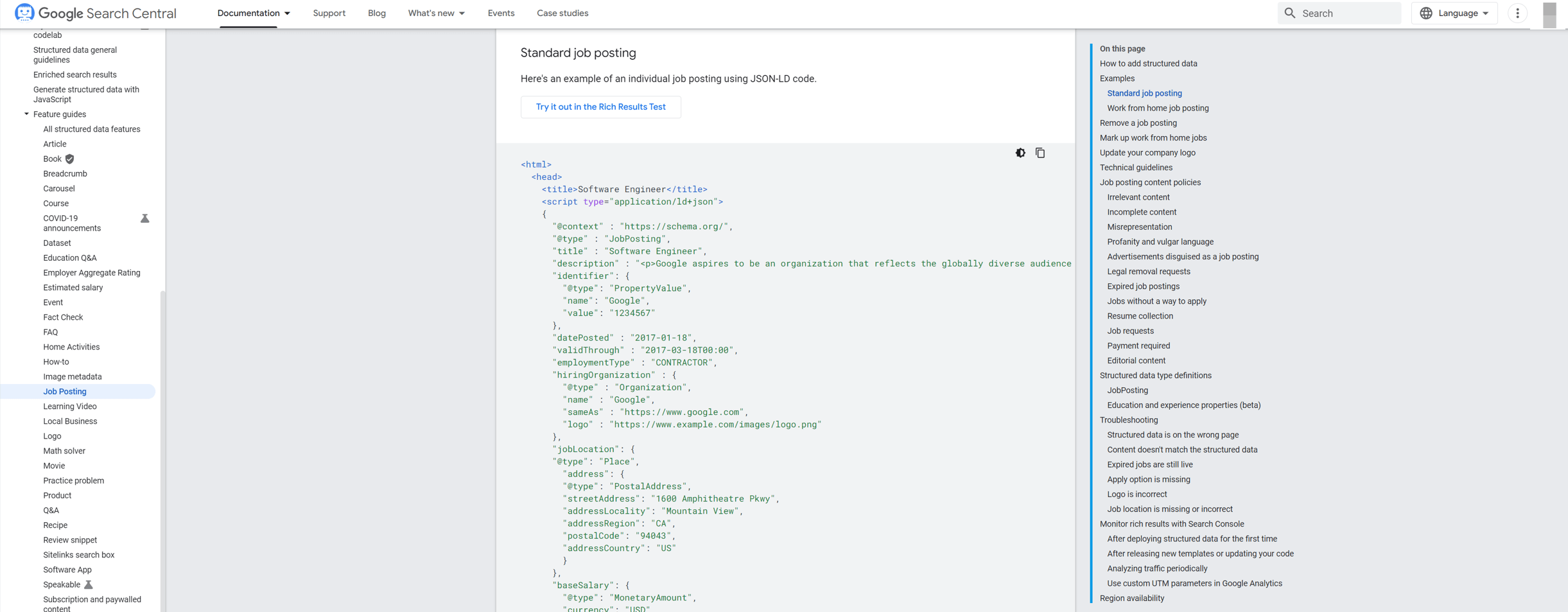 Guide de Google Search Central sur l'utilisation des données structurées des offres d'emploi