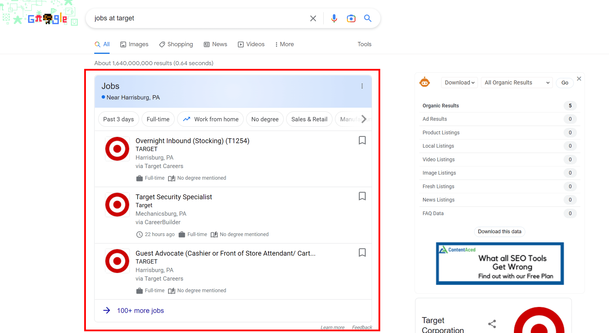 Cibler les emplois dans la fonctionnalité interactive des résultats de recherche Google