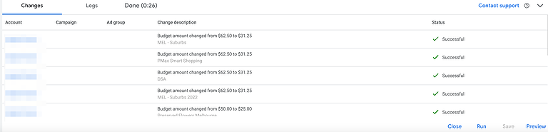Google Ads 腳本屏幕截圖