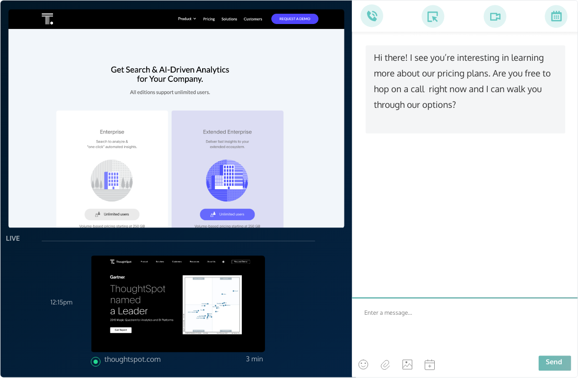 Скриншот примера диалогового маркетинга ThoughtSpot