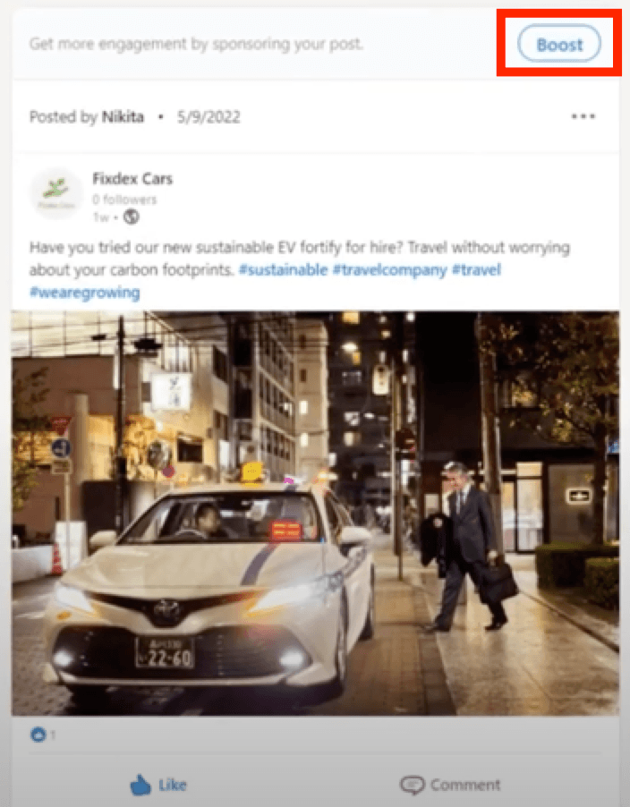 Продвинуть публикацию в LinkedIn