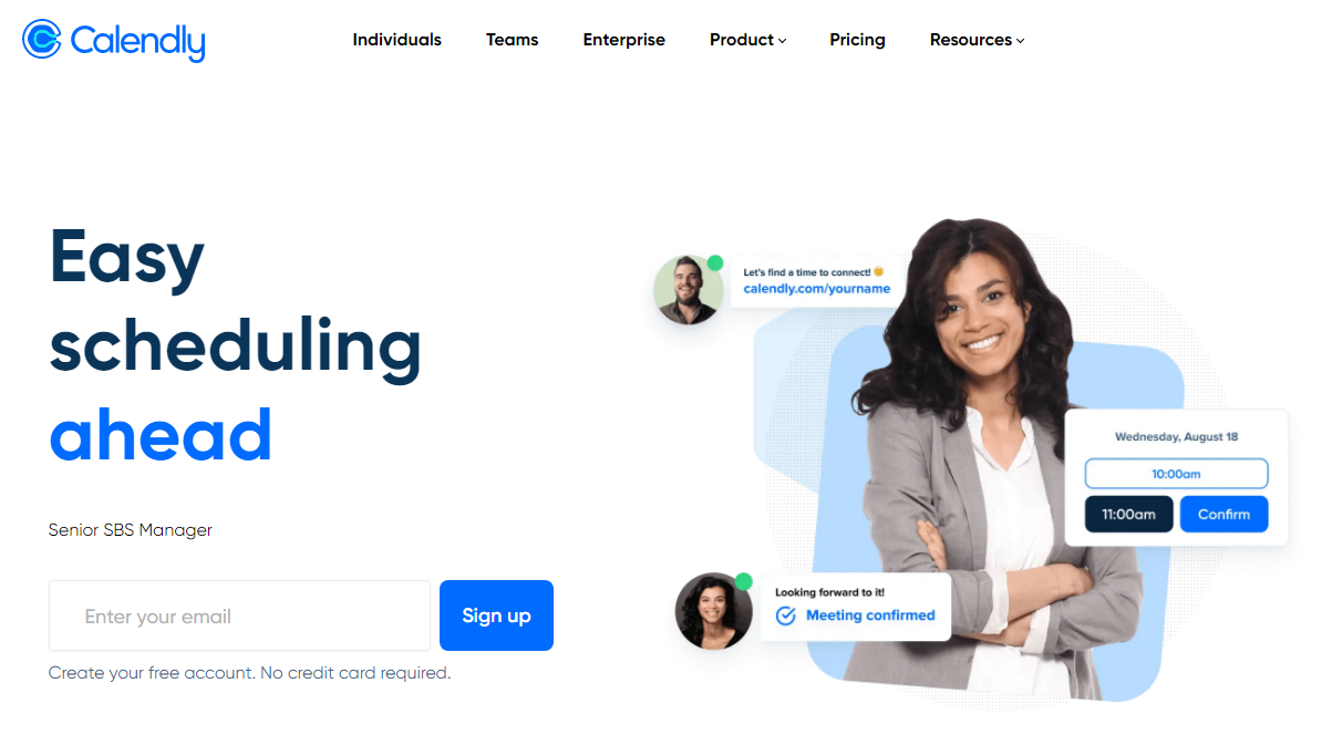 Домашняя страница Calendly