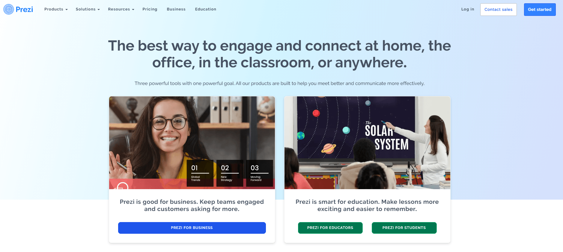 Домашняя страница Prezi