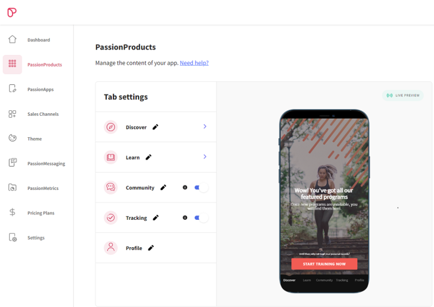 ejemplo de aplicación passion.io