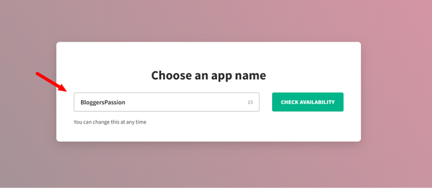 paso 2 definir un nombre de aplicación