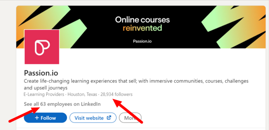 Página de LinkedIn de passion.io