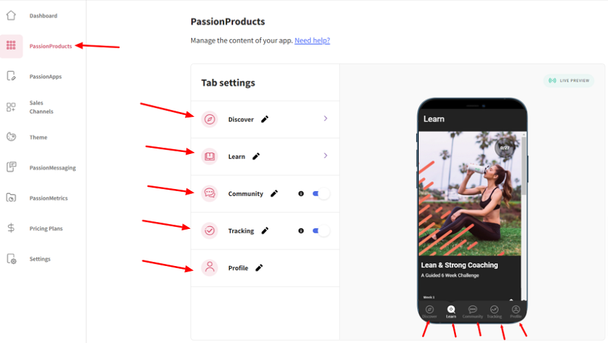 interfaz de usuario de pasión io