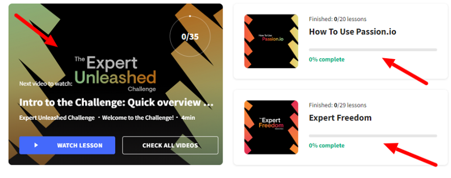 opciones de entrenamiento passion.io