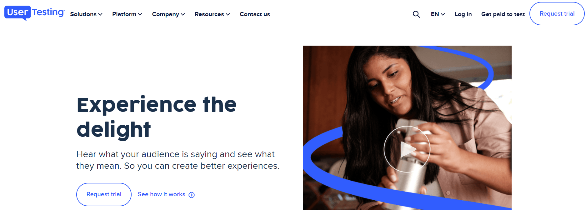 exemple de page d'accueil de test utilisateur