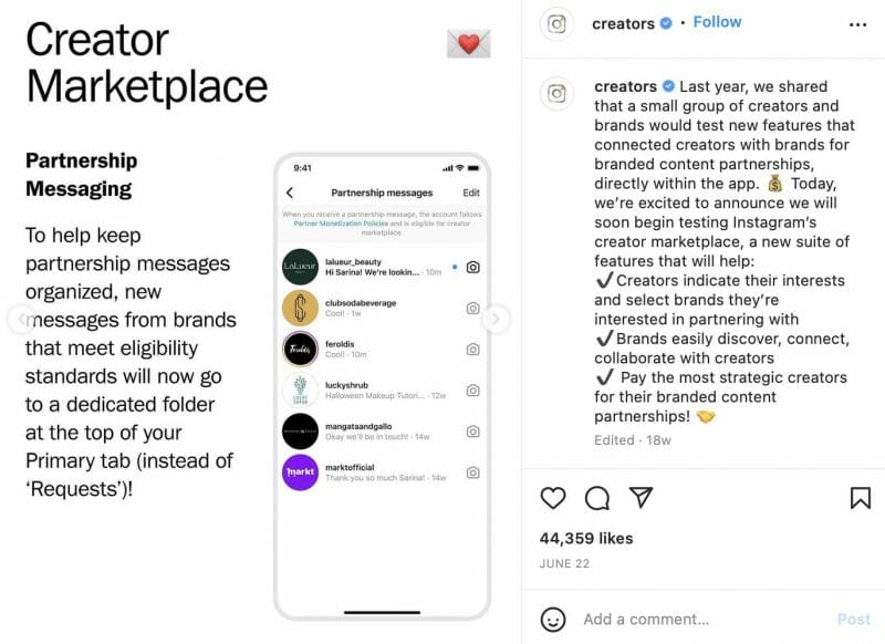 Messagerie de partenariat