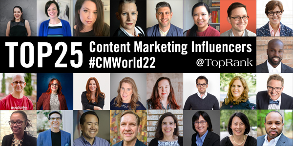 2022 Content Marketing World 25 de influenți ai marketingului de conținut Colaj imagine