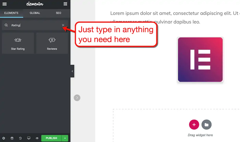 Elementor検索バー