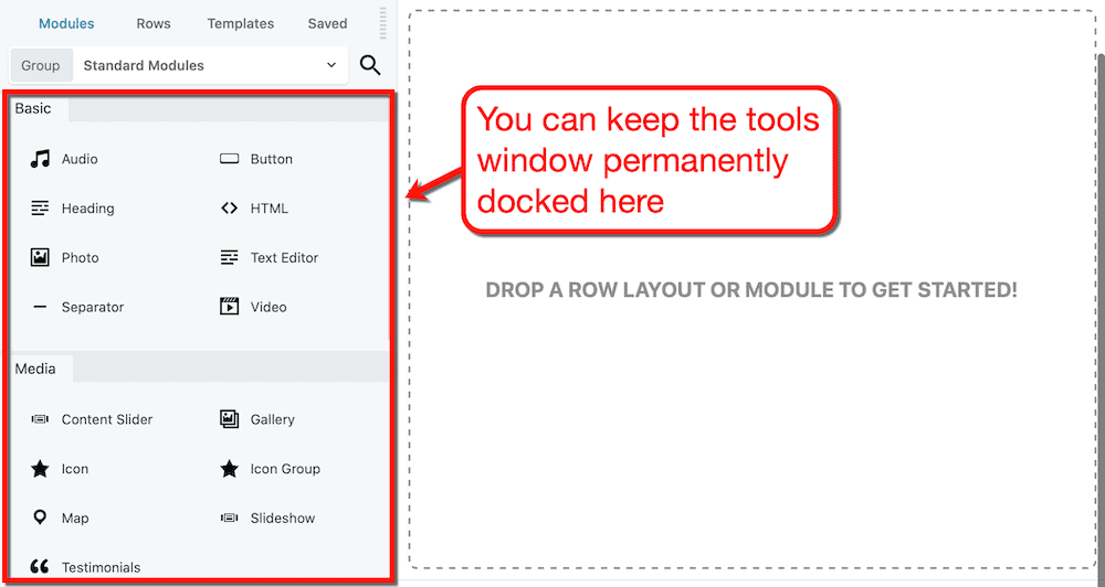 ドッキング インターフェイスを備えた Beaver Builder