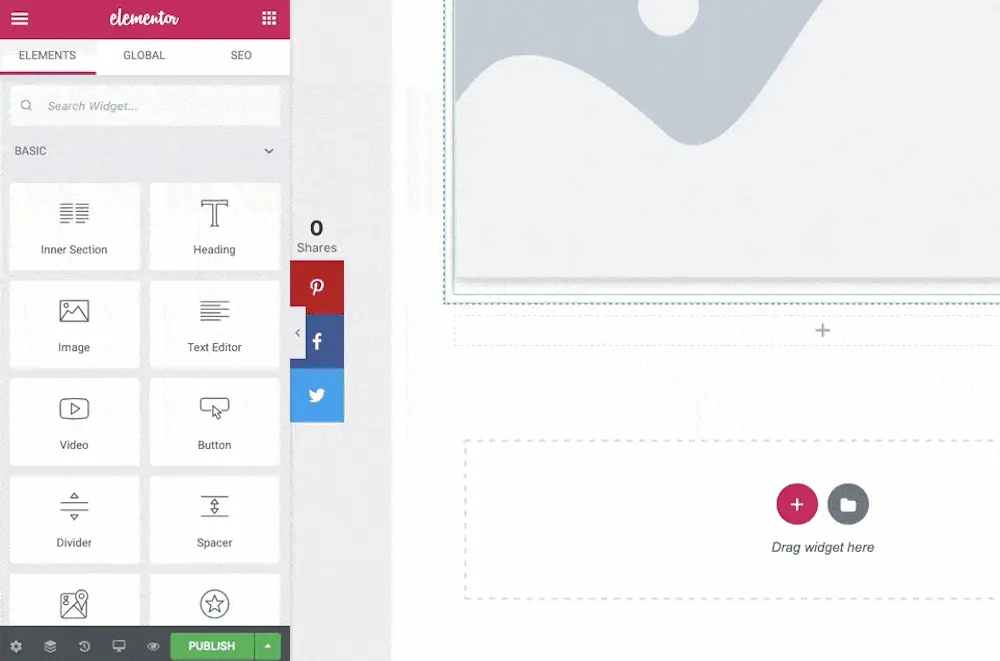Elementorドラッグアンドドロップ