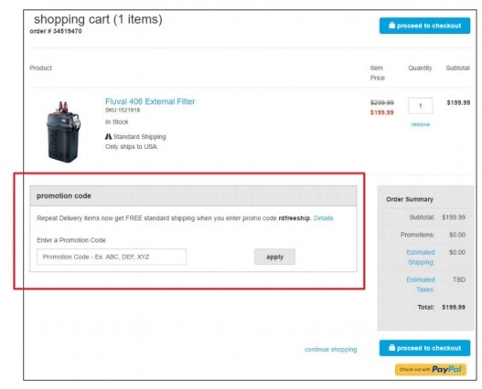 przykład formularza z widocznym polem kodu kuponu.
