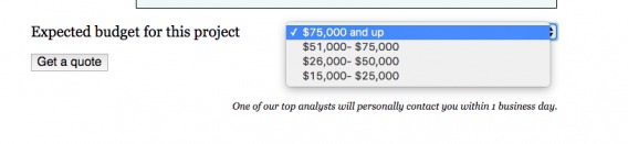 przykład wielopoziomowego ustalania cen w celu wyeliminowania potencjalnych klientów niskiej jakości w przesyłanych formularzach.