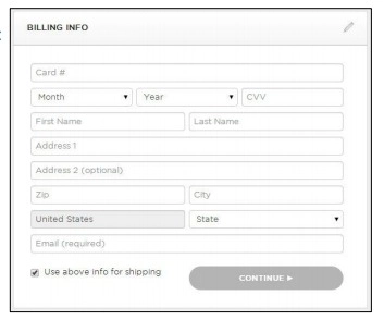 przykład formularza, który umieszcza na początku pole o wysokim współczynniku tarcia (numer karty kredytowej).