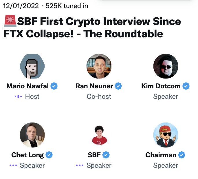 Первое крипто-интервью SBF после краха FTX в прямом эфире в твиттере