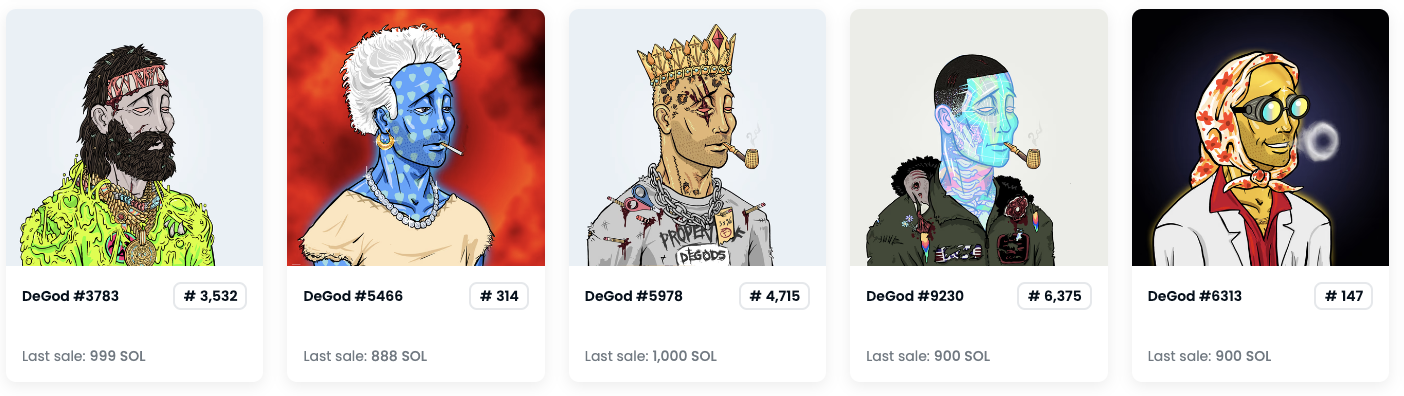 списки лучших проектов pfp nft degods на opensea.io