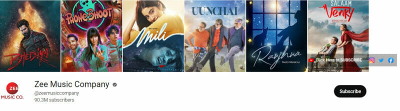 Canalul de youtube Zee Music Company