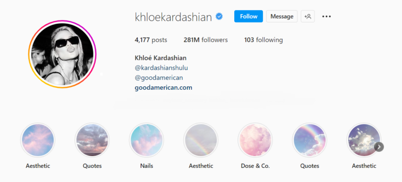 Khloe Kardashian influencer pe instagram