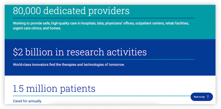 Designbeispiele für Websites im Gesundheitswesen - brigham