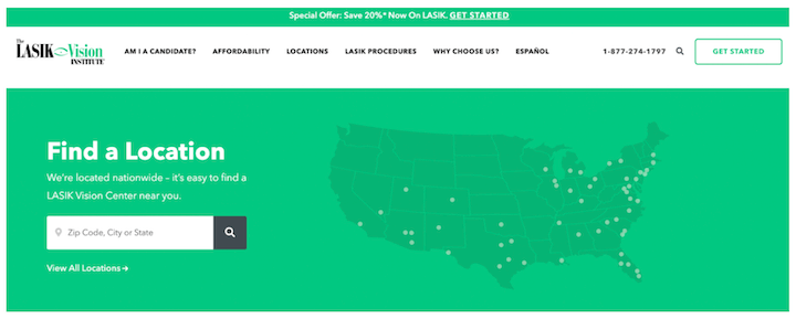 Beispiele für das Design von Gesundheitswebsites - lasik institute