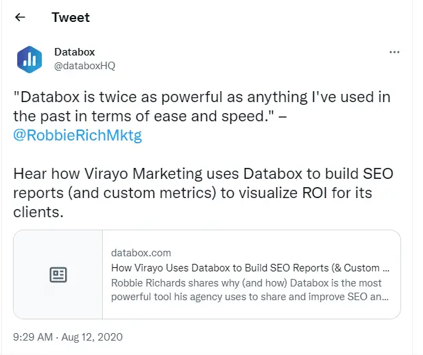 databox tweet - estudo de caso de marketing
