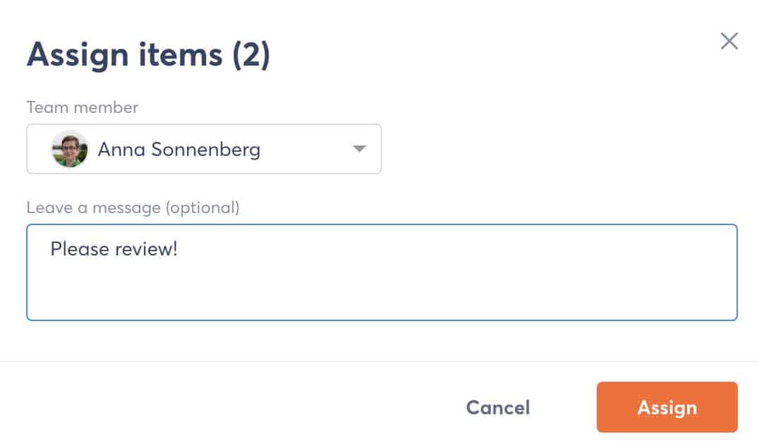 Agorapulse - входящие - массовое назначение элементов