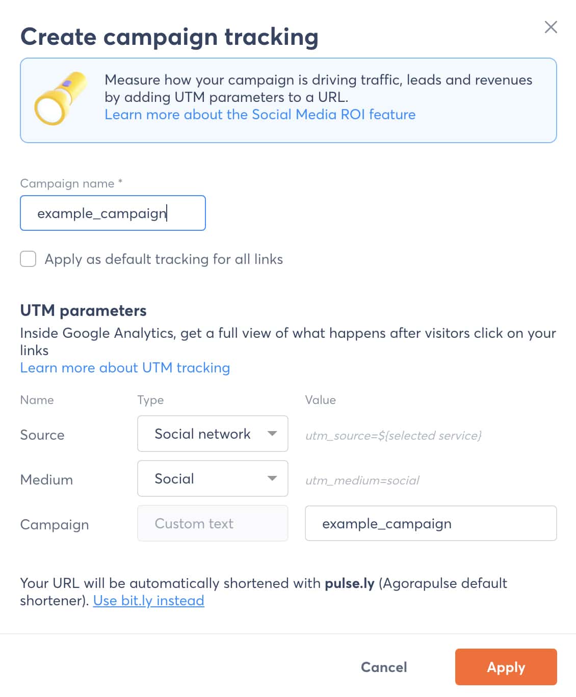 Agorapulse - отслеживание кампаний